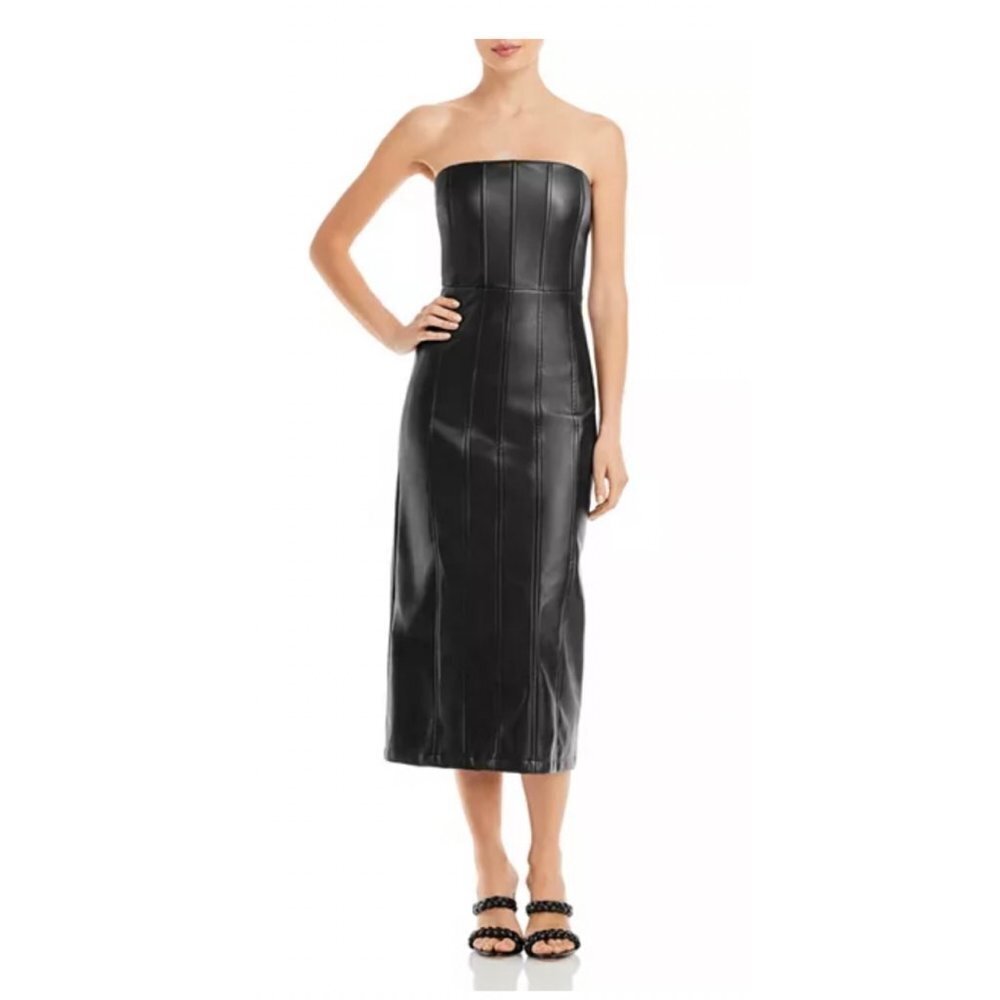 EN Saison Strapless Vegan Leather Midi Dress NWT Size XS